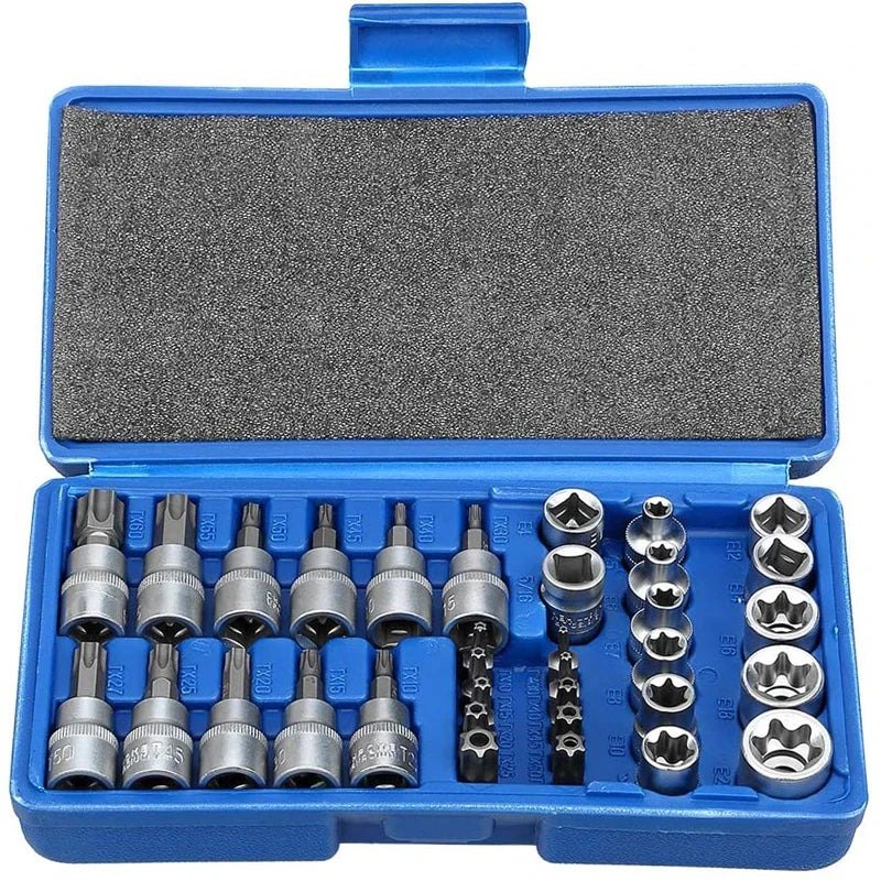 High Quality 34 in 1 Torx Star Socket and Bit Set Male/Female Electronic Safety Drill Driver Handheld Tool Torque Star Socket