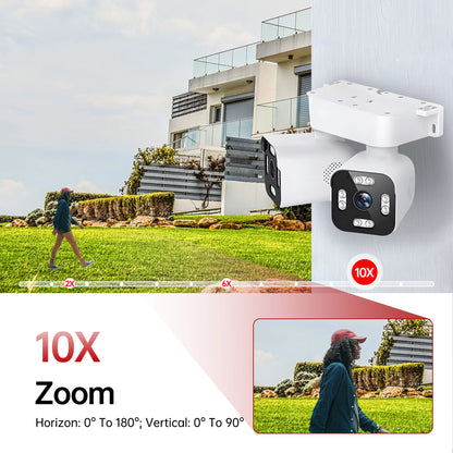 Caméra IP Bullet Wifi PTZ 5MP 10X Zoom double objectif Suivi automatique extérieur Caméra de surveillance vidéo CCTV étanche avec vue panoramique