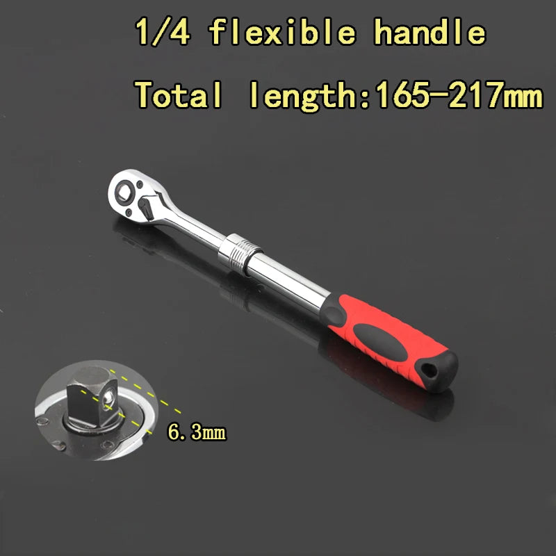 High Torque 72 Teeth Swivel Ratchet Wrench - 1/4", 3/8", 1/2" Drive Steel Socket Wrench with Quick Release