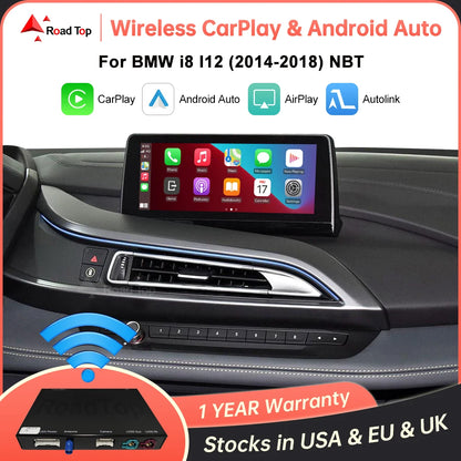 Wireless CarPlay Android Auto pentru sistemul BMW i8 I12 NBT 2014-2018, cu Mirror Link AirPlay Car Play Funcții