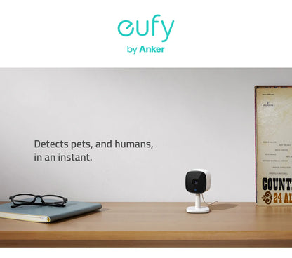 Caméra IP eufy Security Solo IndoorCam C24 Wifi 2K Audio bidirectionnel Caméra Wi-Fi Human Pet AI Fonctionne Assistants vocaux Vision nocturne