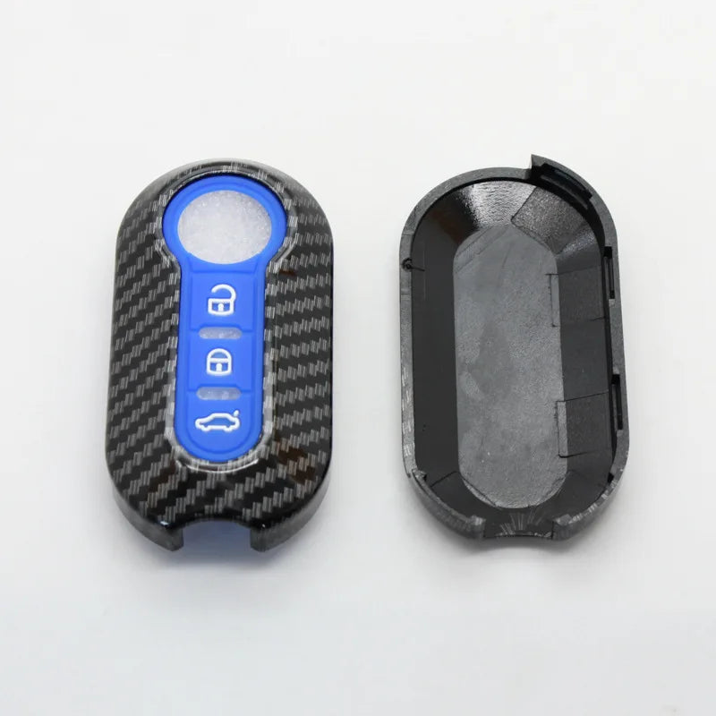 3 Buttons Carbon ABS Car  Folding Key Case Cover for Fiat Ducato 500 500L Panda Grande Punto Lancia Musa Remote Key Shell