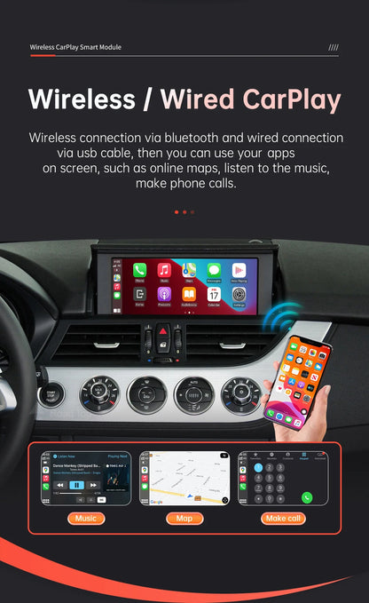 RoadTop Wireless CarPlay Android Auto pentru BMW Z4 E89 2009-2018 CIC EVO System, cu funcții Airplay Mirror Link Car Play