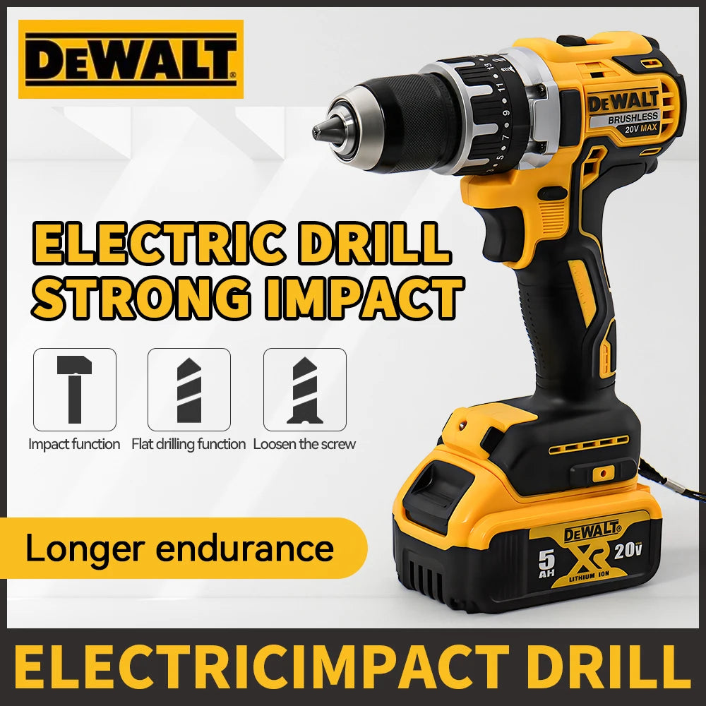 DEWALT DCD796 Burghiu electric 13mm Șurubelniță portabilă fără perii 70 Nm Mașină de găurit cu impact Litiu reîncărcabilă 20V Unealtă electrică