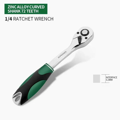 Multi-funtion Socket Wrench 1/4 3/8 1/2 Inch Ratchet Wrench Tool DIY Hand Tool Ratchet Handle Wrench  90-Tooth Drive Ratchet