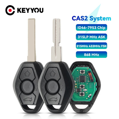 Clé télécommande KEYYOU 3 boutons 315LP MHZ 315MHz 433MHZ 868MHZ PCF7953 ID46 Chip pour BMW CAS2 série 5 E46 E60 E83 E53 E36 E38 E39