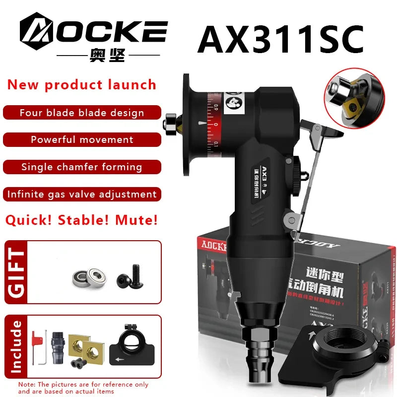 AOCKE AX311S Pneumatic Chamfering Machine Portable 45 Degree Chamfer Machine Metal Trimming 45° Arc Beveling Machine Air Tools