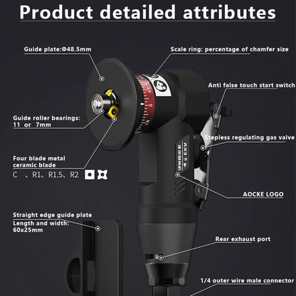 AOCKE AX311S Pneumatic Chamfering Machine Portable 45 Degree Chamfer Machine Metal Trimming 45° Arc Beveling Machine Air Tools