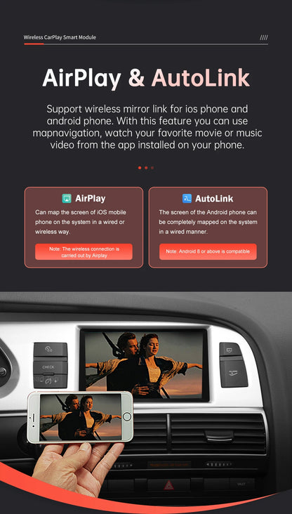 Road Top Wireless CarPlay Android Auto decorder for Audi A6 A7 2010-2011,with Mirror Link AirPlay Car Play Functions