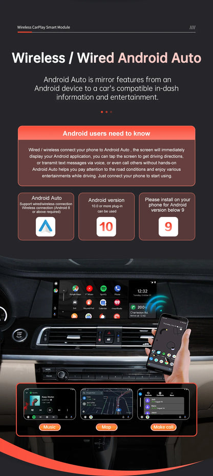 Road Top Wireless CarPlay Android Auto pentru BMW Seria 5 7 F10 F11 F07 GT F01 F02 F03 F04 2009-2016 cu Mirror Link Air Play