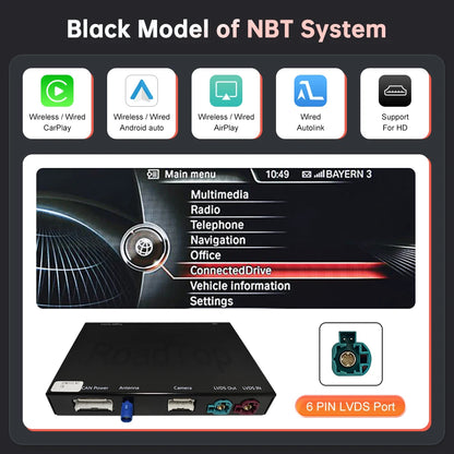 Road Top Wireless CarPlay pentru BMW Seria 6 F06 F12 F13 G32 2010-2020 CIC NBT EVO cu Android Auto Mirror Link Funcții AirPlay