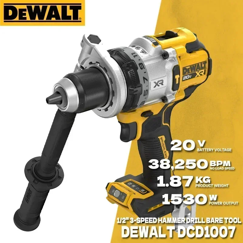 DEWALT DCD1007 20V MAX Brushless 1/2 in. 3-Speed Hammer Drill ANTI-ROTATION Cordless Electric Hammer Dewalt Power Tools DCD1007B