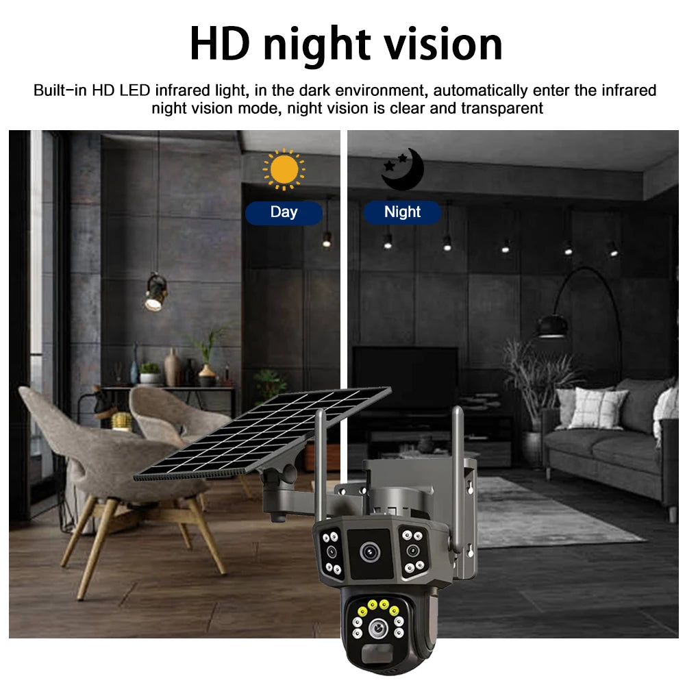 Linook V380 Pro CCTV 4K cameră de rețea de securitate în aer liber wireless WIFI televiziune solară cu circuit închis, cameră solară 4G sim