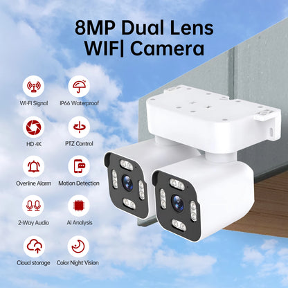 Caméra IP Bullet Wifi PTZ 5MP 10X Zoom double objectif Suivi automatique extérieur Caméra de surveillance vidéo CCTV étanche avec vue panoramique