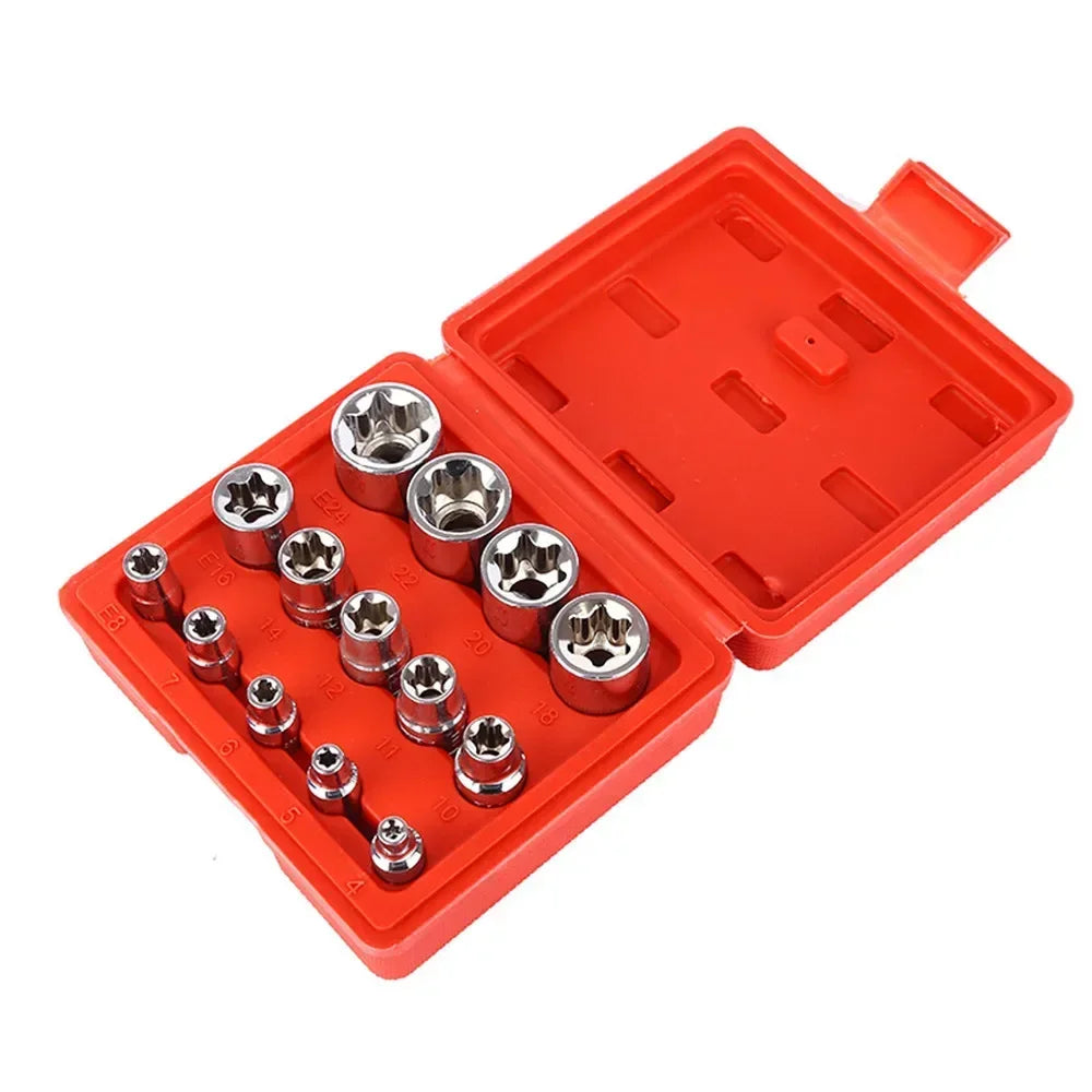 34 de bucăți de înaltă calitate Torx Star Sockets &amp; Bit Set Instrument portabil Torque Star Socket Masculin / Femeie E-Security Bits Drive Hand Tools