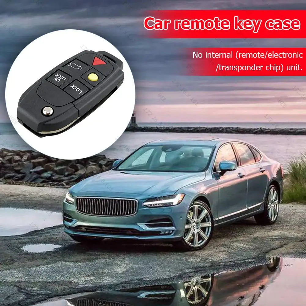 5 Buttons Flip Remote Key Case FOB Replacement Fit for VOLVO S60 2000-2009 / S80 1999-2006 /V70 2000-2007 XC90 2002-2013 Car Key