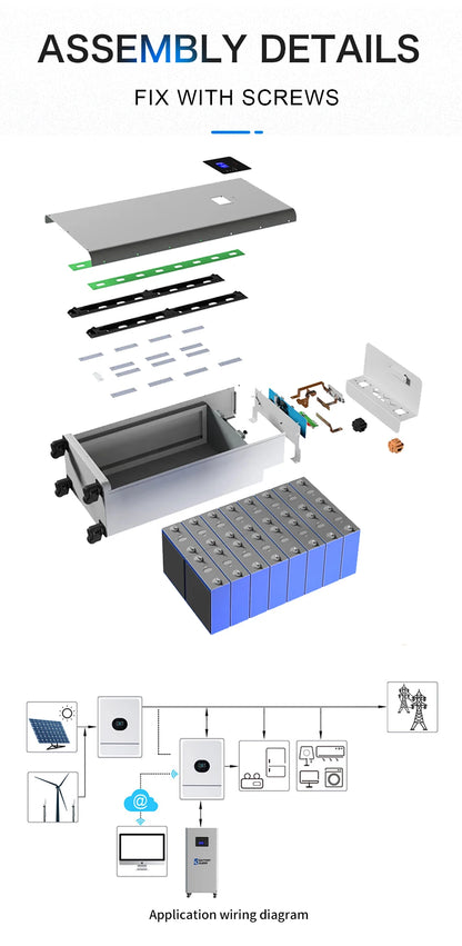 Polonia Lifepo4 14.5KWH EVE280K GradeA+ 8000 de cicluri 3.0 Seplos Kit de baterii DIY Pachet de baterii Fără echilibru activ Solar de acasă