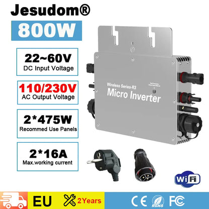 Tensiune de intrare PV 22~60V AC Ieșire 110V/230V Auto.WVC600W/700W/800W Micro invertor solar de legătură cu rețea cu monitor WIFI mufă UE