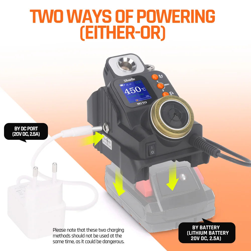 Station de soudage sans fil Silverflo 982-VI Station de fer à souder de précision portable pour DEWALT/Milwaukee/MAKITA/Batterie 18/20V