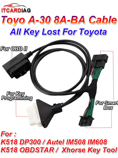 A-30 A30 Cable 8A-BA for Toyota 4A Smart Key Cable All Key Lost Fit K518 OBDSTAR Autel IM508 IM608 DP300 Xhorse Key Tool Plus