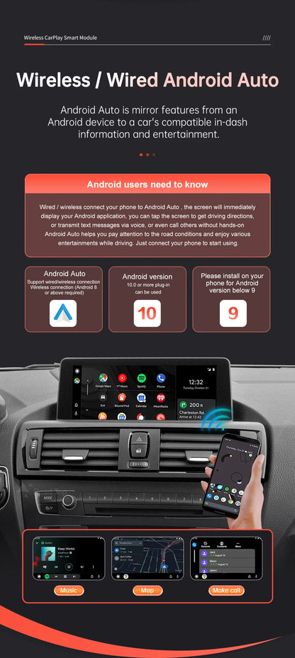 Wireless CarPlay Android Auto pentru BMW Seria 1 2 3 4 5 6 7