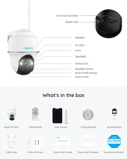 Caméra de sécurité panoramique et inclinable sans fil Reolink 4K 8MP Caméra IP WiFi extérieure alimentée par énergie solaire/batterie 5MP Caméras de surveillance PT 3MP