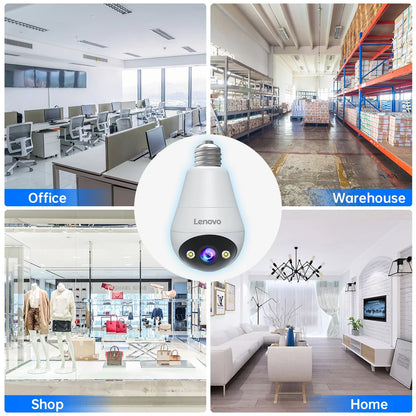 Lenovo 3MP E27 Bec IP WiFi Cameră de interior Camera de supraveghere video Color noapte Urmărire AI Smart Home Monitor pentru bebeluși Cameră CCTV