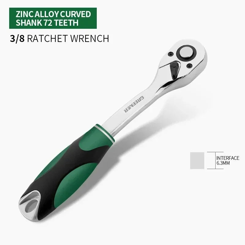 Multi-funtion Socket Wrench 1/4 3/8 1/2 Inch Ratchet Wrench Tool DIY Hand Tool Ratchet Handle Wrench  90-Tooth Drive Ratchet