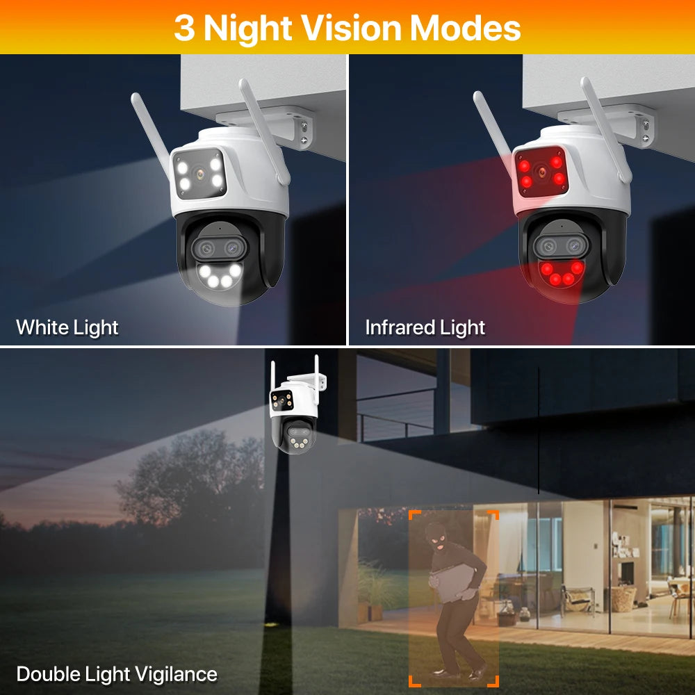 Caméra WIFI 9MP 5K Zoom 8X Trois objectifs Caméra de sécurité WiFi 4MP Caméra IP Vision nocturne couleur Caméra de surveillance à suivi automatique Ai ICSee