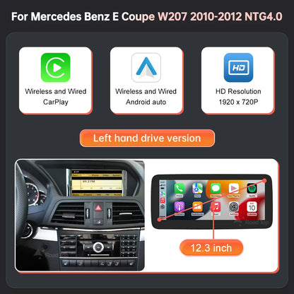 Écran d'affichage multimédia pour Benz E Coupé W207 2009-2016 NTG4.0/4.5/5.0 Carplay sans fil Android Auto Radio Navigation Airplay