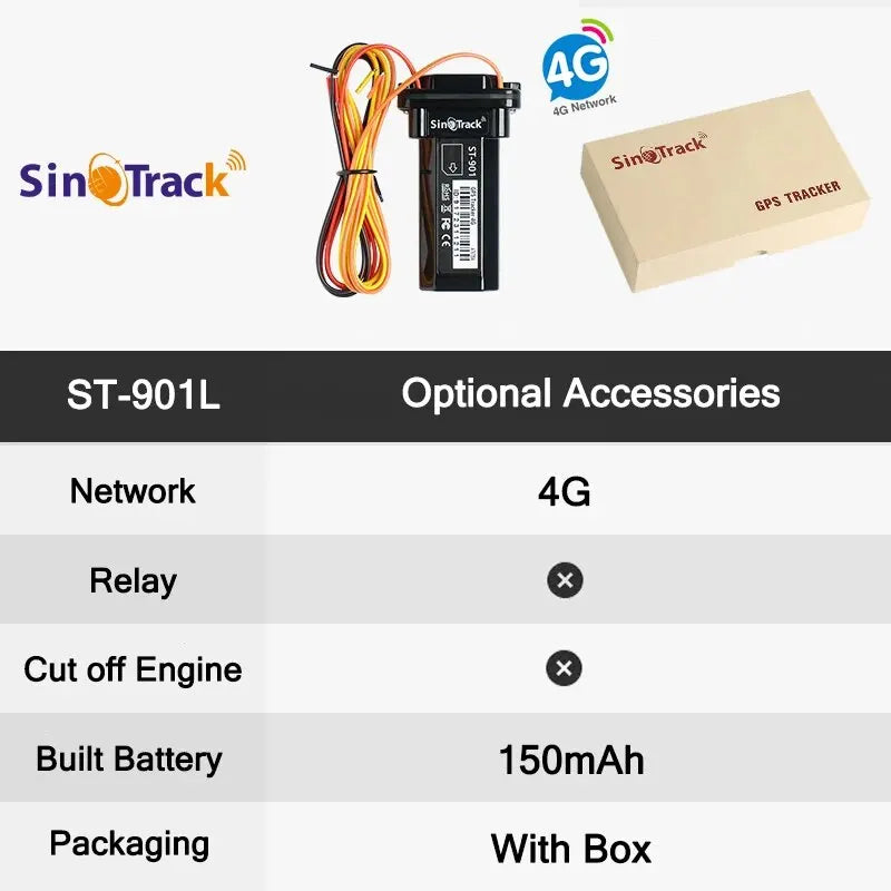 SinoTrack Meilleur traceur GPS ST-901 Dispositif de suivi de véhicule Étanche Moto Voiture GPS GSM SMS Localisateur avec suivi en temps réel