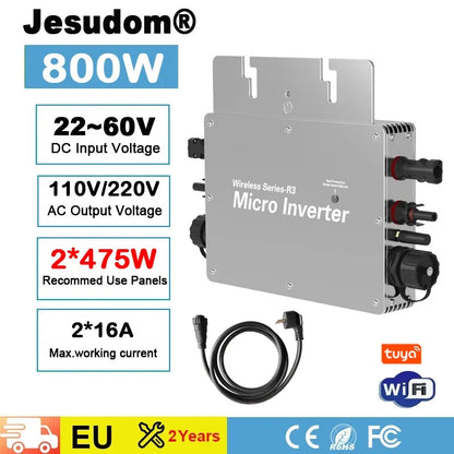 Tensiune de intrare PV 22~60V AC Ieșire 110V/230V Auto.WVC600W/700W/800W Micro invertor solar de legătură cu rețea cu monitor WIFI mufă UE