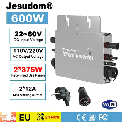 Tensiune de intrare PV 22~60V AC Ieșire 110V/230V Auto.WVC600W/700W/800W Micro invertor solar de legătură cu rețea cu monitor WIFI mufă UE