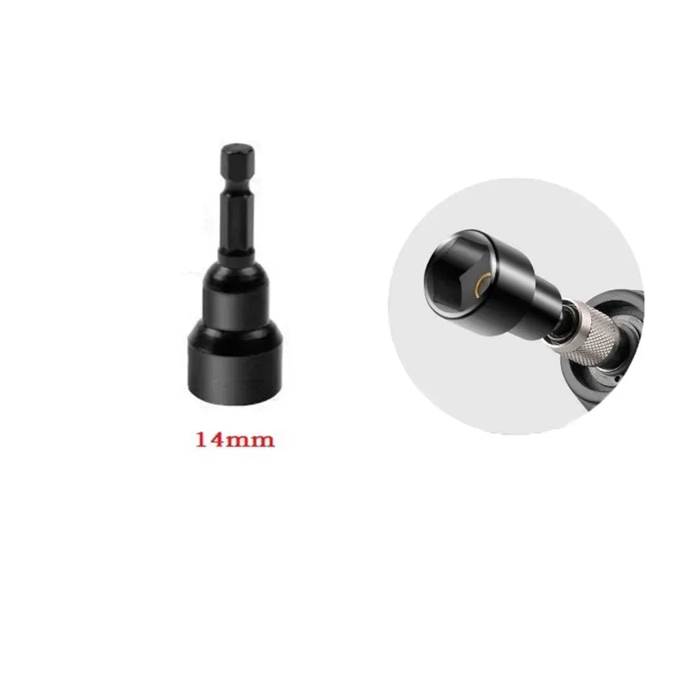 6-19mm Priză de impact Șurubelniță cu piuliță magnetică Adaptor priză adâncă 1/4 inch Capete cheie hexagonală Instrument de reparare a burghiului electric