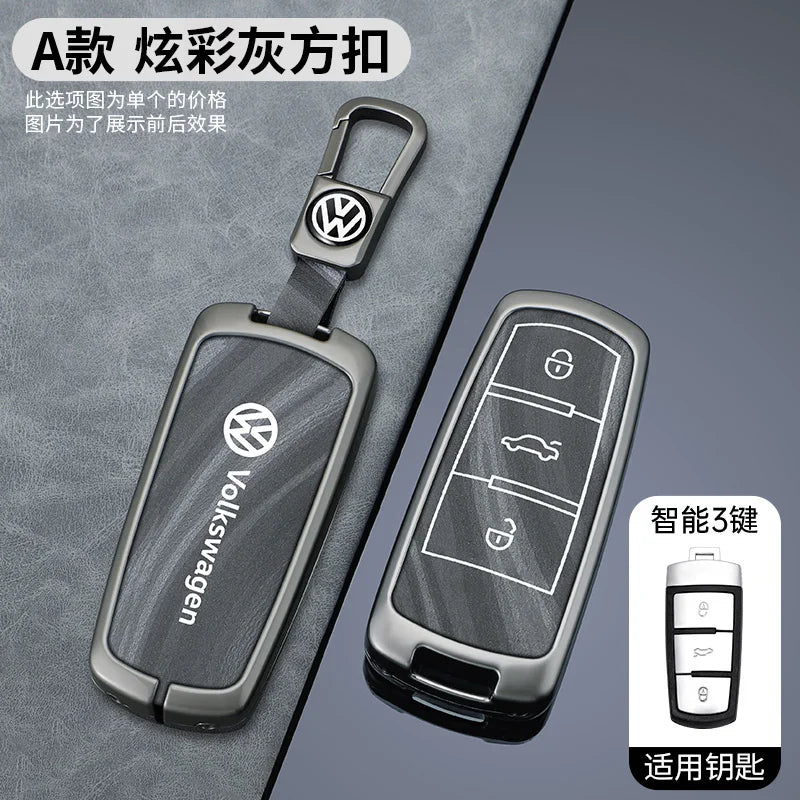 Leather Car Zinc Alloy  Key Case Cover Remote Shell For Volkswagen VW Passat  3C CC B6 B7 B7L R36 Maogotan B5 Keychain Accessory