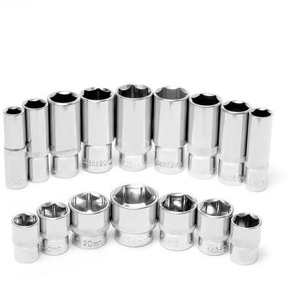 3/8" Drive Hex Sockets Wrench Head Metric mmirror Anti-rust 6 Point Socket Set for Spanner Ratchet Socket Wrench Hex Repair Tool