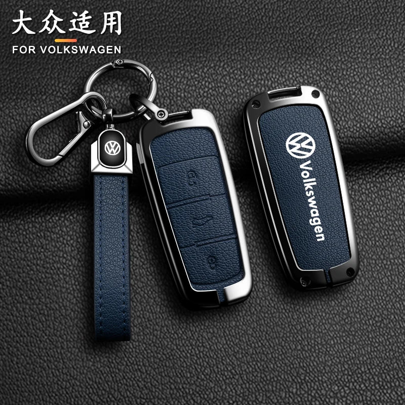 Leather Car Zinc Alloy  Key Case Cover Remote Shell For Volkswagen VW Passat  3C CC B6 B7 B7L R36 Maogotan B5 Keychain Accessory