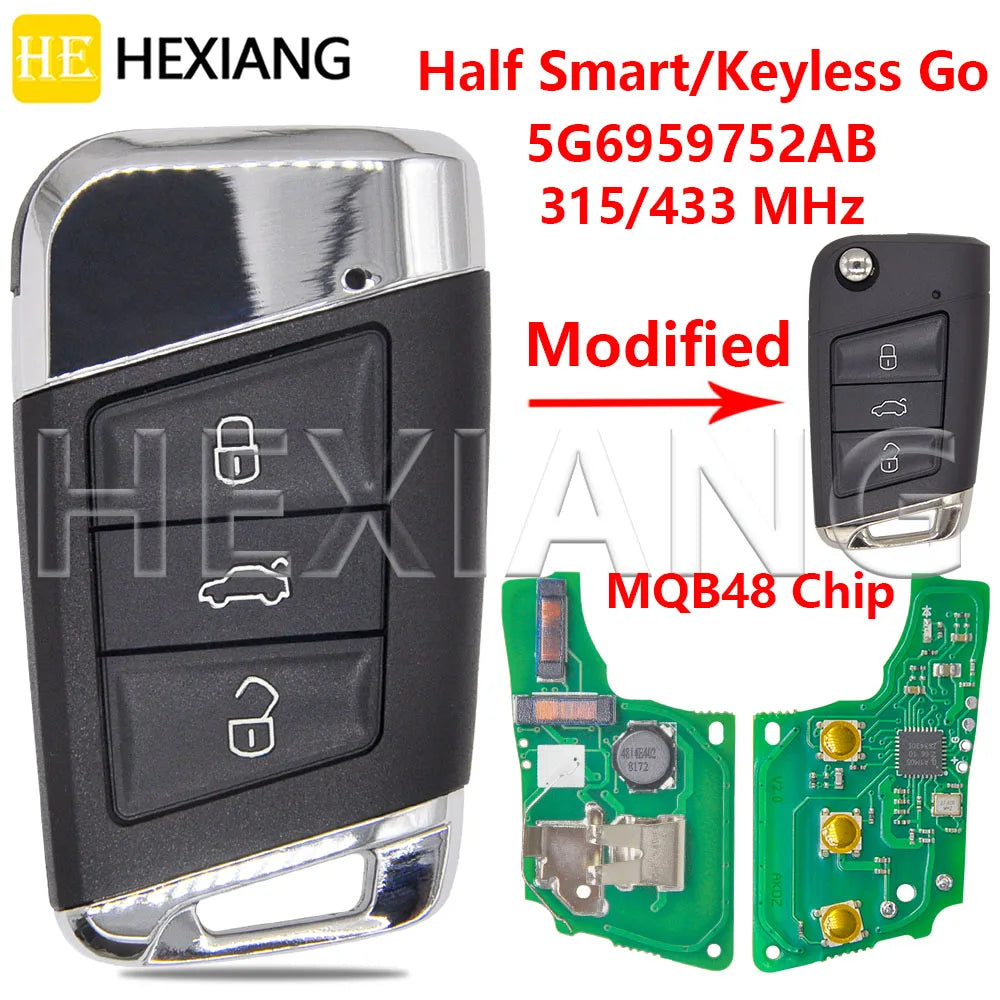 HE Modified MQB48Chip 315/433MHz Car Remote Key No Support VVDI Tool For Volkswagen VW Golf 7 Polo Tiguan Touran MK7 Seat Skoda