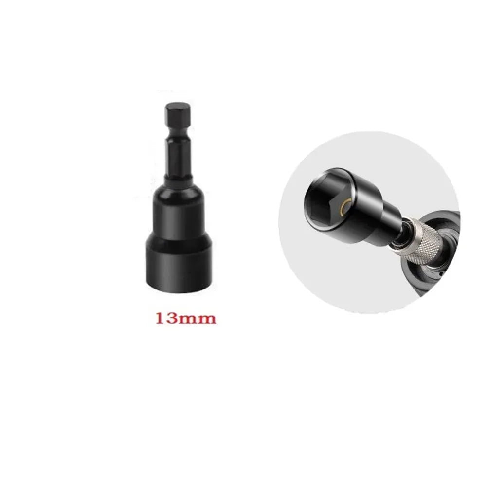 6-19mm Priză de impact Șurubelniță cu piuliță magnetică Adaptor priză adâncă 1/4 inch Capete cheie hexagonală Instrument de reparare a burghiului electric