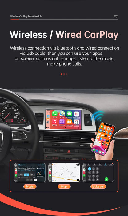 Road Top Wireless CarPlay Android Auto decorder for Audi A6 A7 2010-2011,with Mirror Link AirPlay Car Play Functions