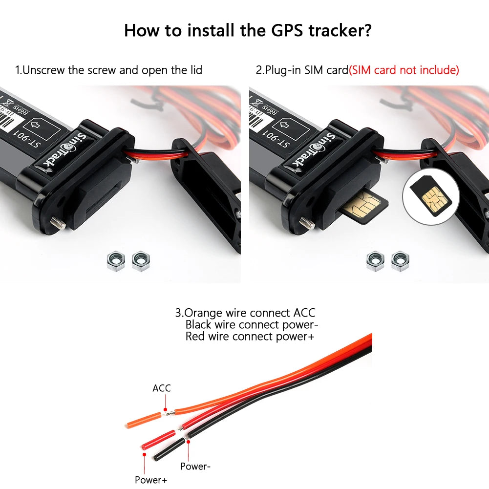 SinoTrack Meilleur traceur GPS ST-901 Dispositif de suivi de véhicule Étanche Moto Voiture GPS GSM SMS Localisateur avec suivi en temps réel