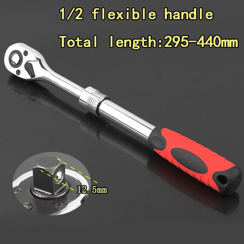 High Torque 72 Teeth Swivel Ratchet Wrench - 1/4", 3/8", 1/2" Drive Steel Socket Wrench with Quick Release