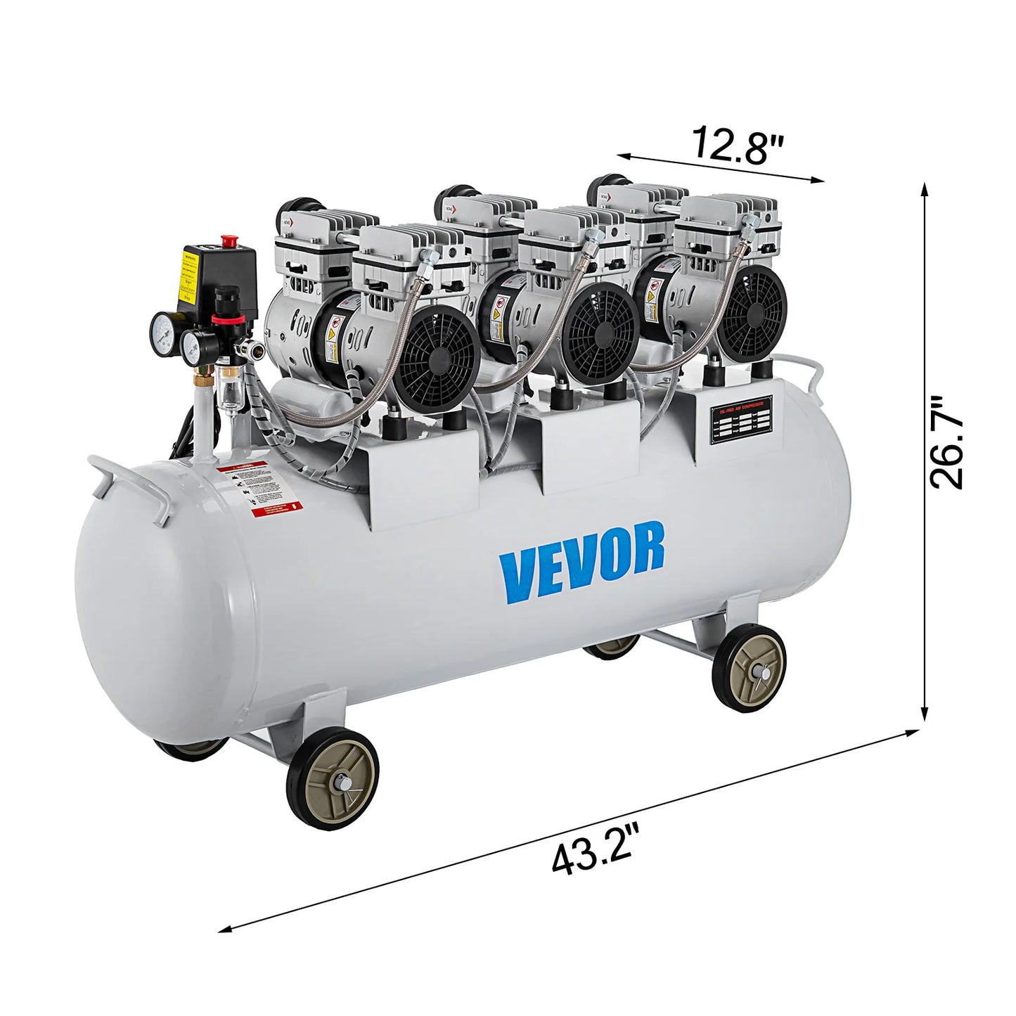 Compresor de aer VEVOR 100L cu manometru dublu, electrovalvă sigură 3HP, 22 galoane, compresor de aer silențios, fără ulei