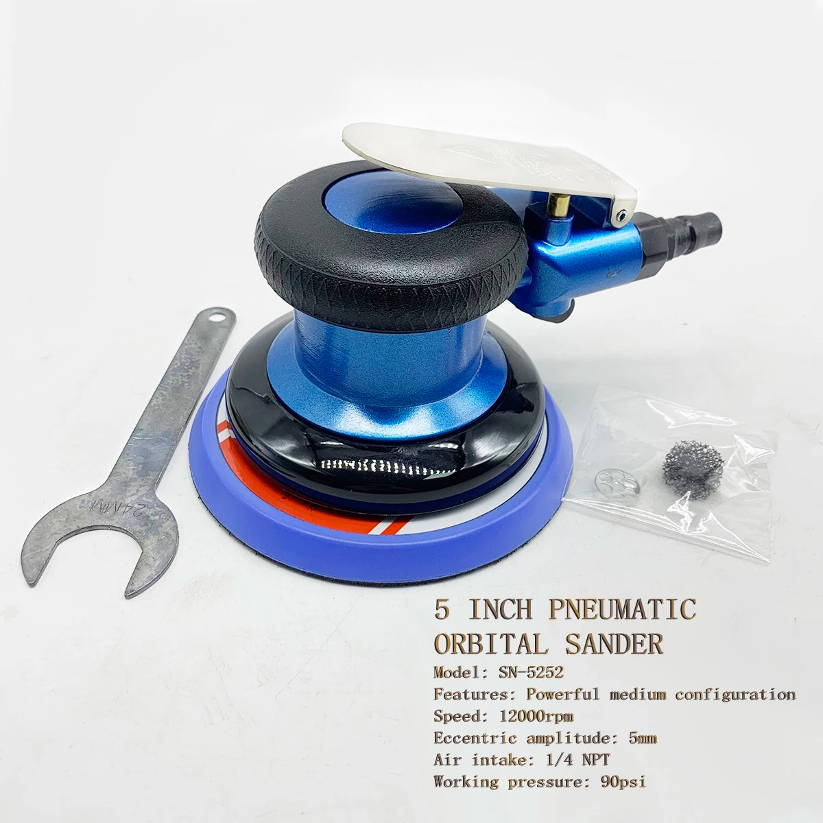 Slefuitor orbital pneumatic de 5" Slefuitor cu aer Slefuitor cu apa 125mm 1/4" Mașină de șlefuit cu intrare Conector UE