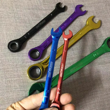 6pcs Color Ratchet  8/10/12/14/17/19mm Wrenches Dual-purpose Open Movable Multi-function Wrench Hex Key Hardware Hand Tools