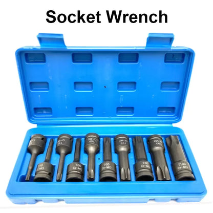 10pc wrench sockets T20-T80 power socket set Socket Wrench Set Car tool set 1/2 inch TORX socket Tool Auto Repair Tools