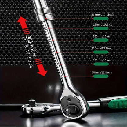 New Retractable Ratchet Set 1/4 3/8 1/2 Inch Drive Rotary Ratchet Reversible Drive 72 Teeth Socket Wrench Mechanical Repair Tool