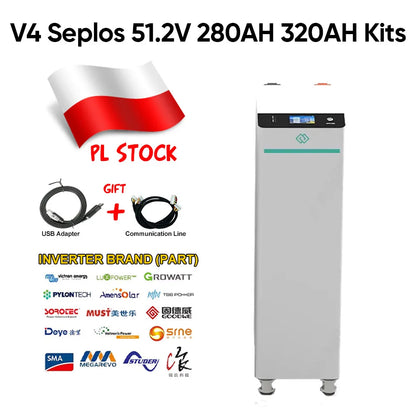 Poland Stock Seplos V4 Kits Lifepo4 Battery With 10A Active Balancer 51.2V 280AH 304AH 314AH Home Solar CAN RS485 Free To EU