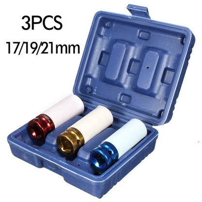 Auto Car 4Pcs/set 17-19-21-22mm 1/2'' Alloy Thin Wall Wheel Nut Deep Impact Socket Drive Set Gift Box For Friend Repair Tool Set