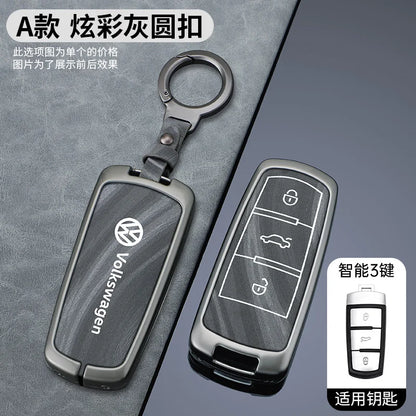 Leather Car Zinc Alloy  Key Case Cover Remote Shell For Volkswagen VW Passat  3C CC B6 B7 B7L R36 Maogotan B5 Keychain Accessory